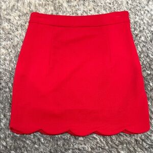 Tobi Vibrant Red Scalloped Pencil Skirt